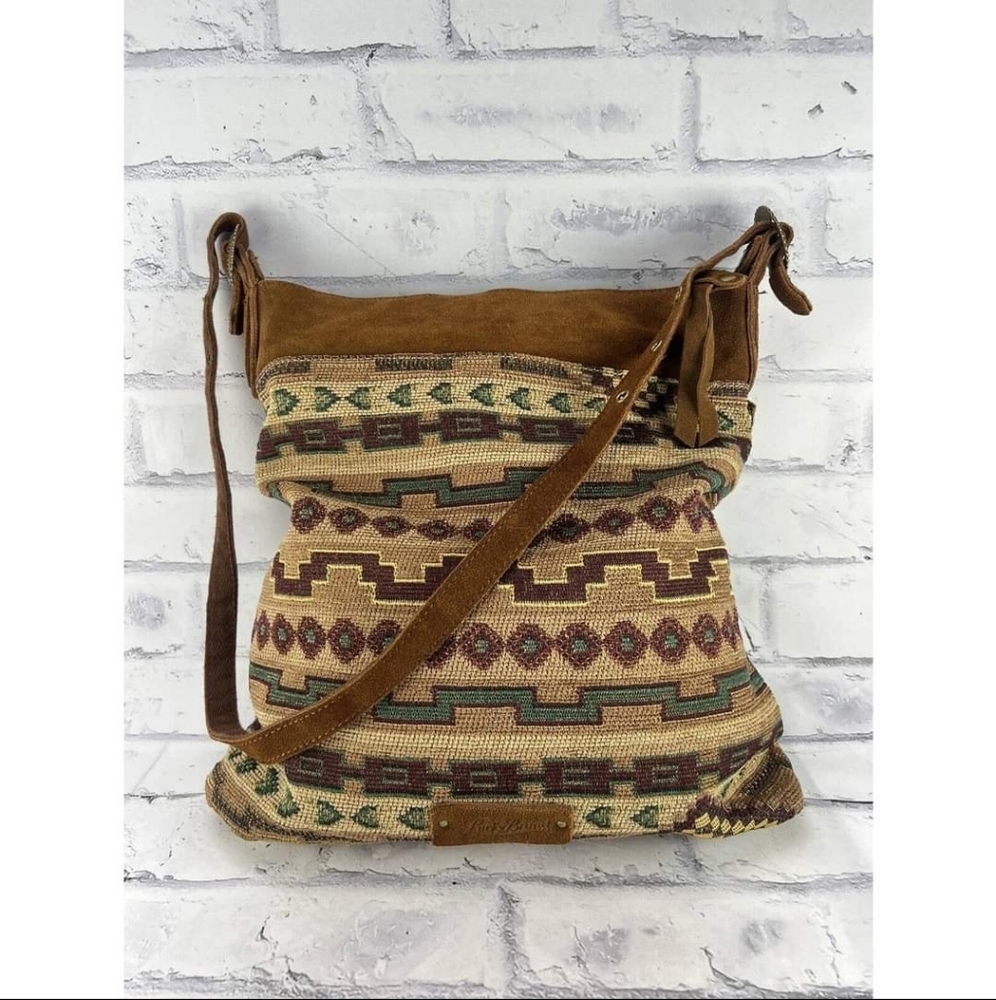 ~Lucky Brand Fleetwood Hobo Suede & Tapestry Crossbody Bag